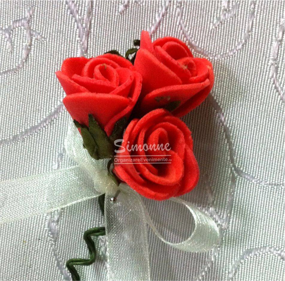 Cocarde nunta trandafiri rosii