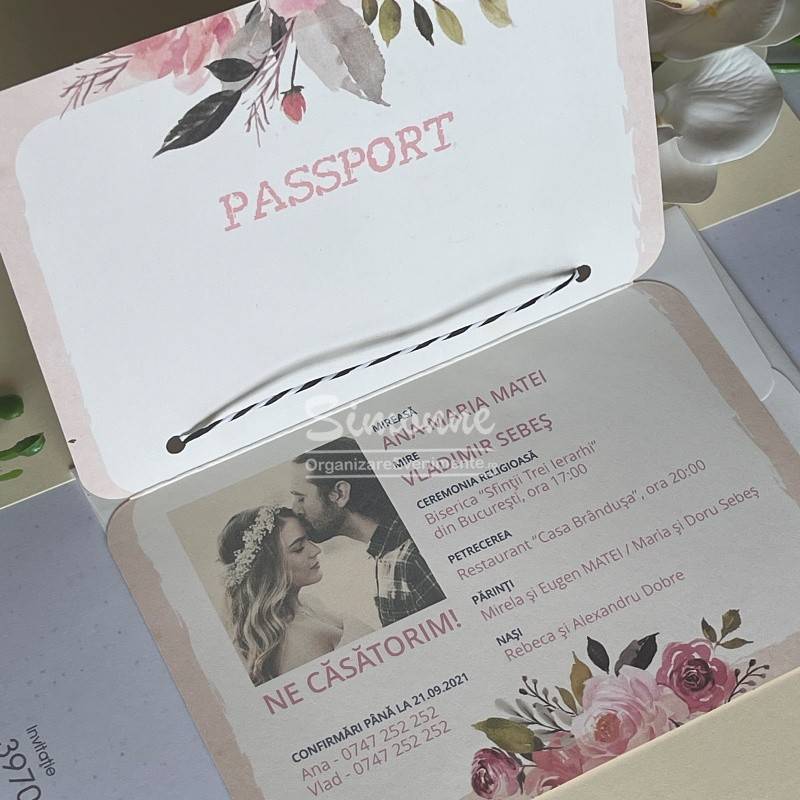 Invitatie nunta tip Pasaport