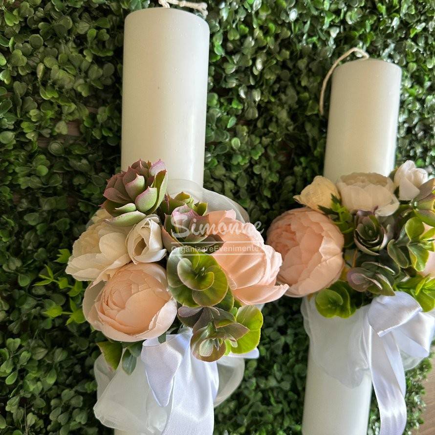 Set lumanari nunta, flori artificiale